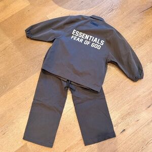 Essentials Fear of God Dark charcoal gray Logo Jacket and Pants Set